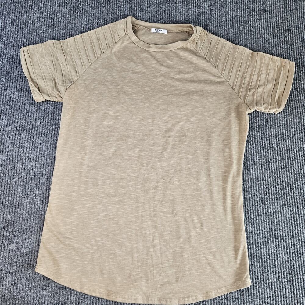 Coofandy Tshirt Mens LARGE‎ Beige Ribbed